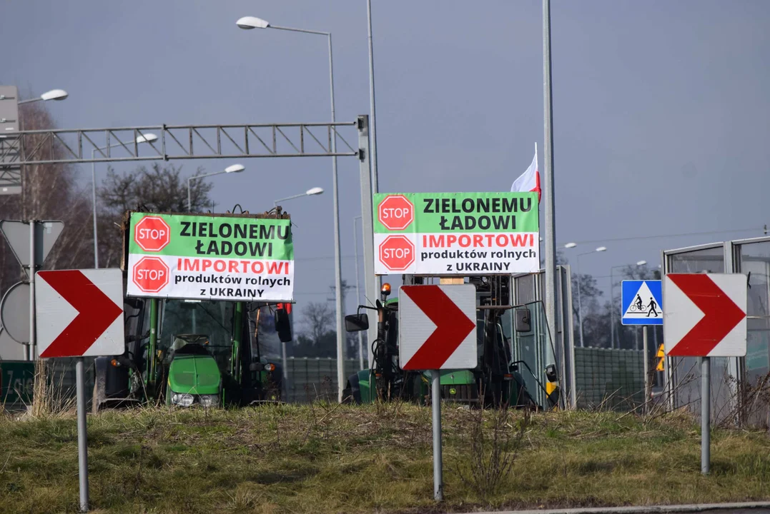 Protest rolników w Sosnowcu k. Strykowa