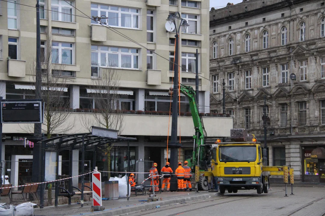 Plac Wolności w Łodzi z lotu ptaka