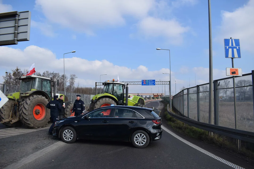 Protest rolników w Sosnowcu k. Strykowa