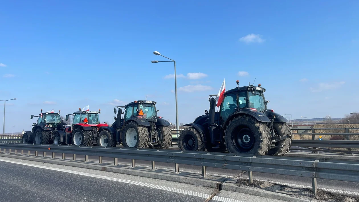 Protest rolników w Sosnowcu k. Strykowa