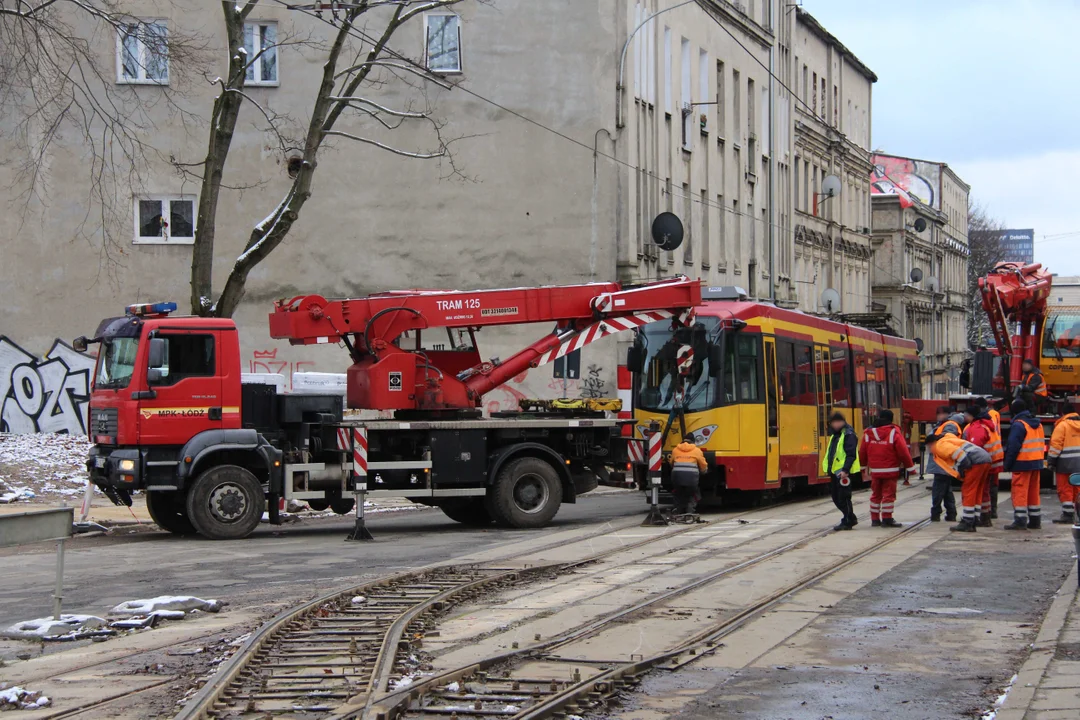 Wykolejenie tramwaju MPK Łódź na Bałutach