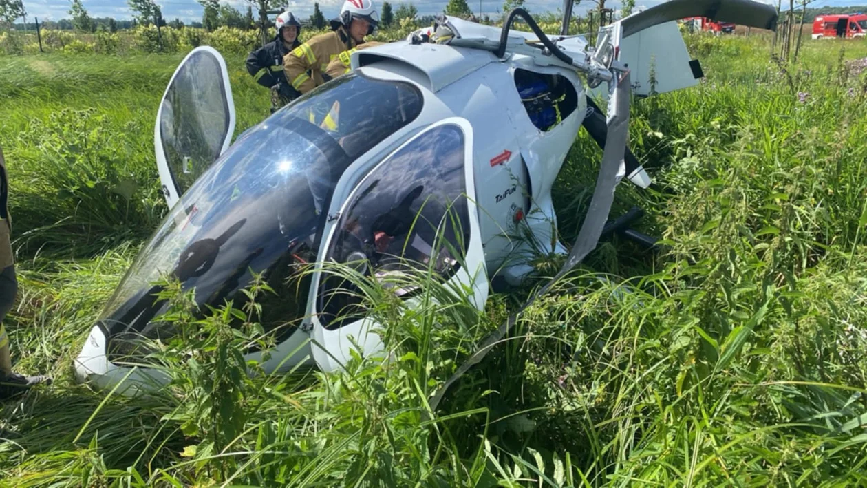 Wypadek wiatrakowca niedaleko Łodzi