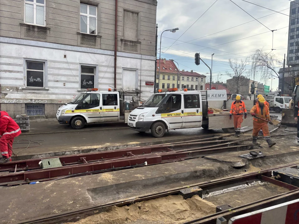 Naprawa torowiska na pl. Reymonta w Łodzi