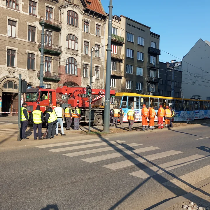 Wykolejenie tramwaju w centrum Łodzi