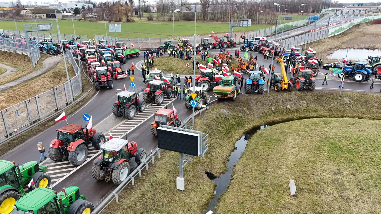 Protest rolników z lotu ptaka