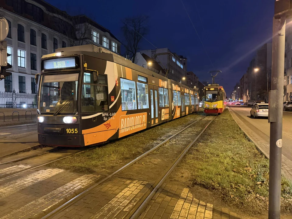 Zatrzymanie tramwajów na al. Kościuszki w Łodzi