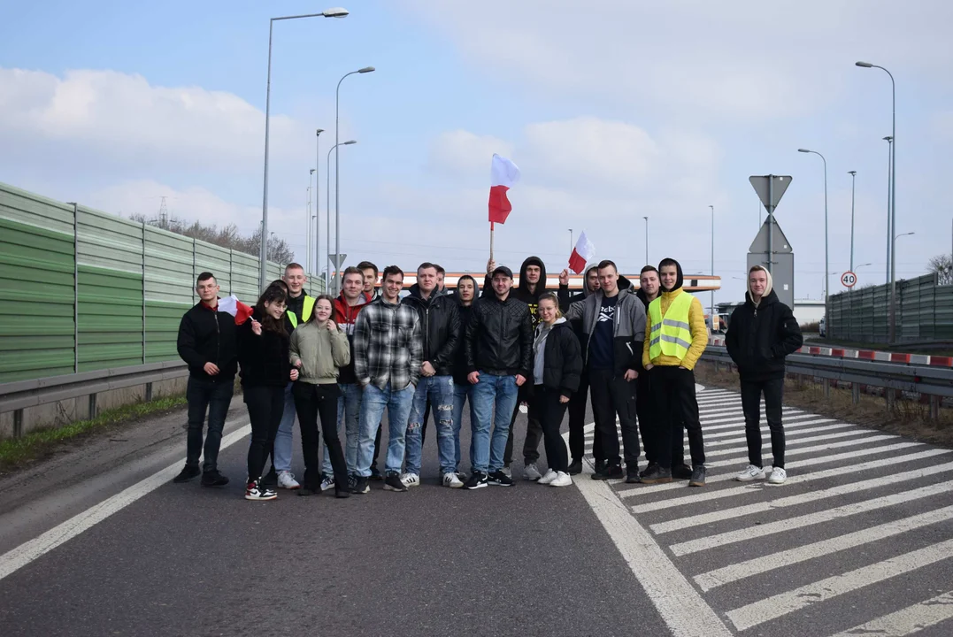 Protest rolników w Sosnowcu k. Strykowa