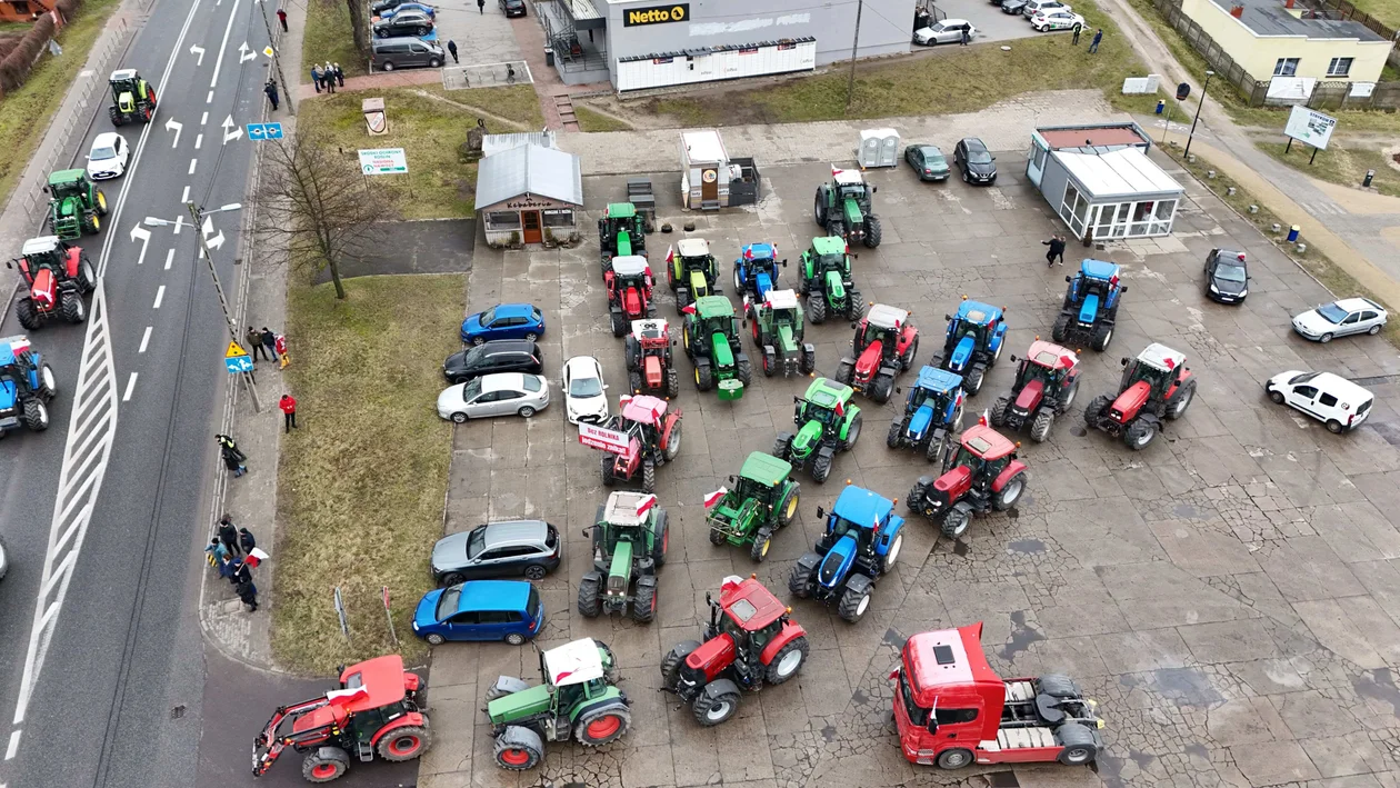 Protest rolników z lotu ptaka