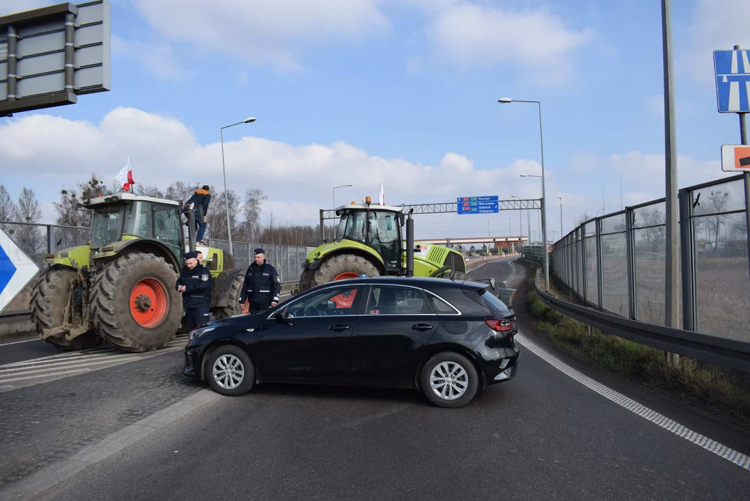 Protest rolników w Sosnowcu k. Strykowa