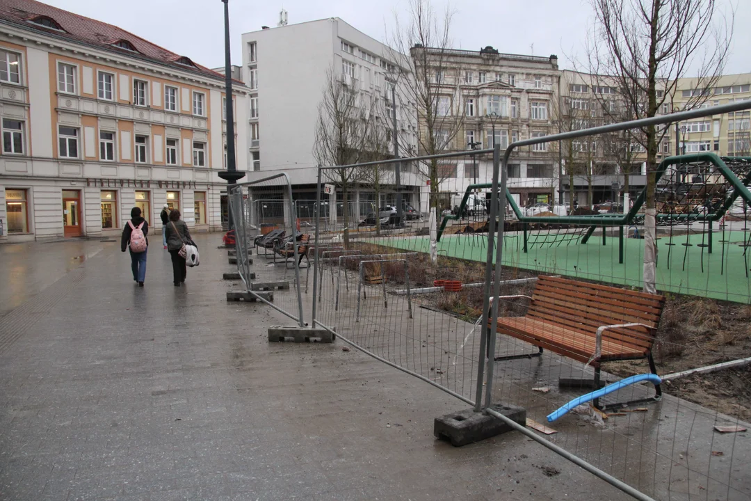 Plac Wolności w Łodzi z lotu ptaka