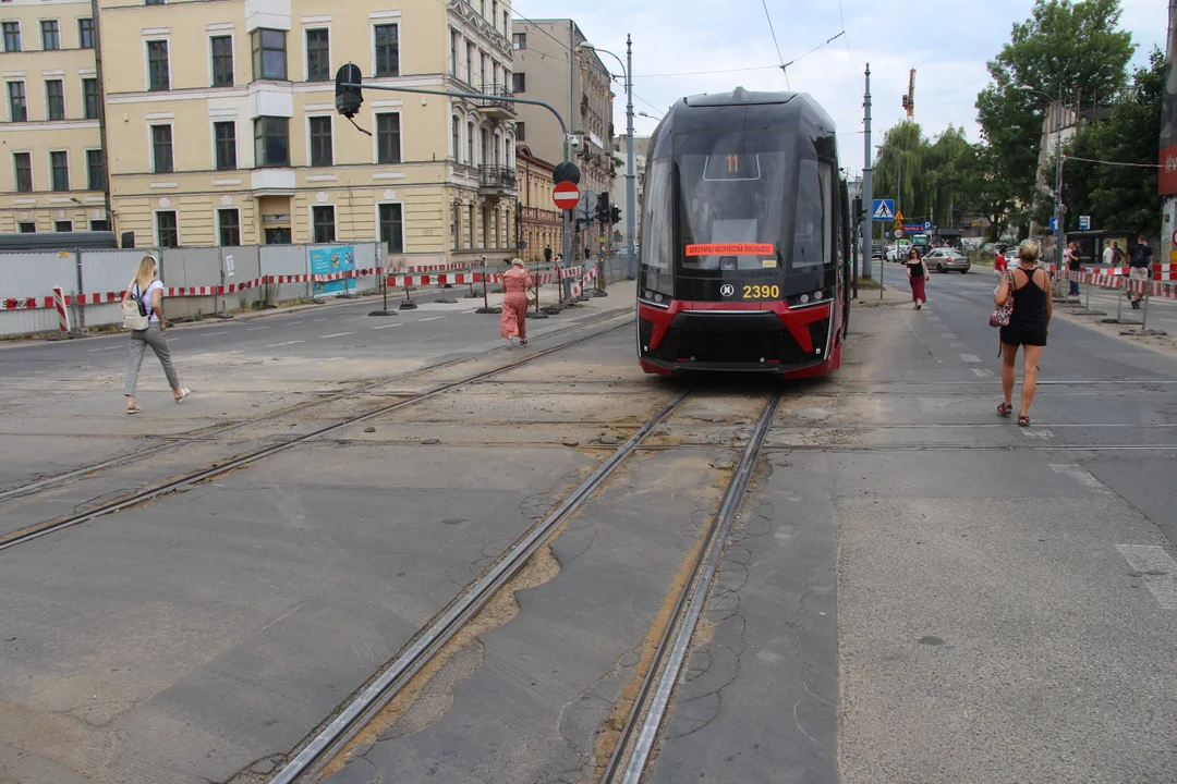 Zatrzymanie ruchu tramwajów na ul. Zachodniej w Łodzi - 12.07.2023