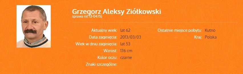 Zaginiony Grzegorz Ziółkowski