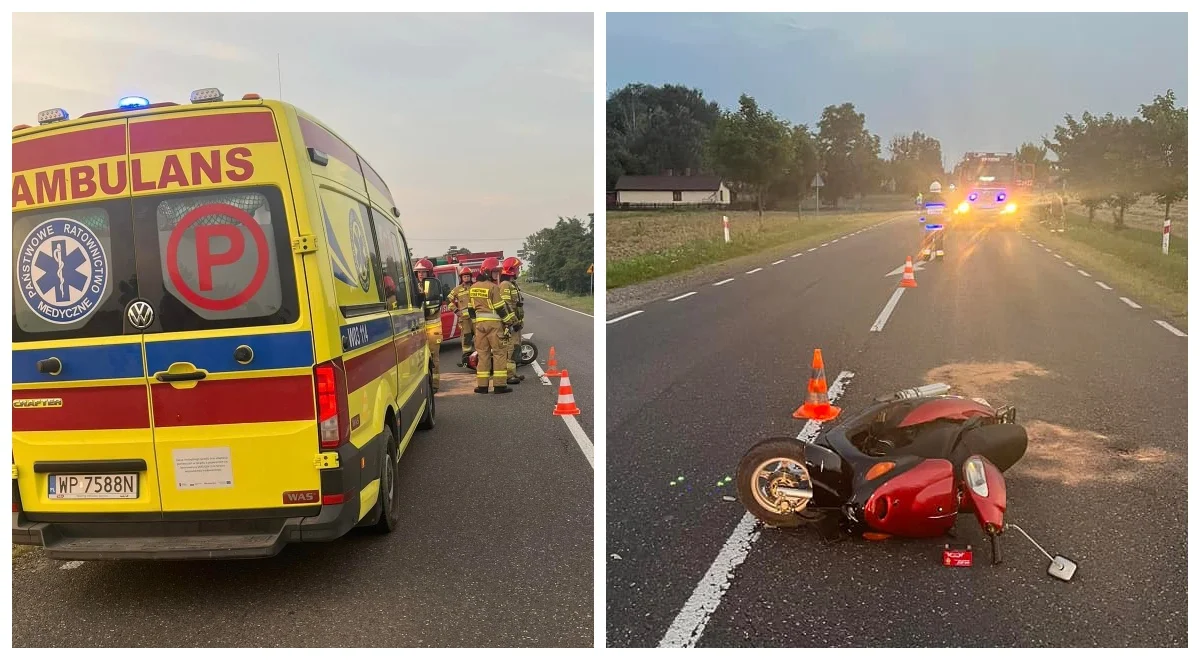 Wypadek niedaleko Płocka. Kierowca motoroweru "wjechał" w ciężarówkę - Zdjęcie główne