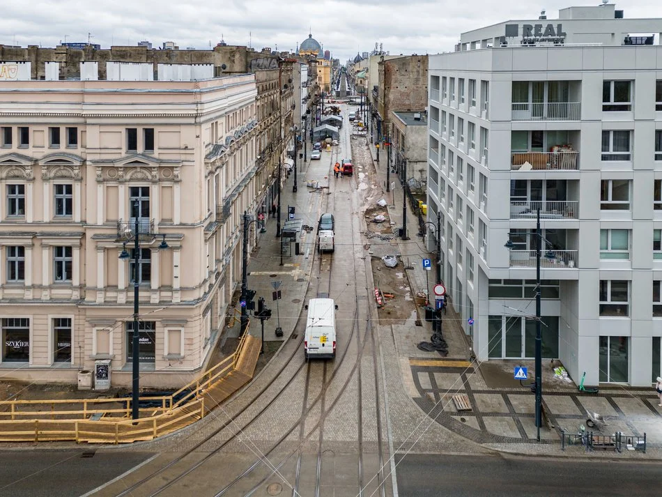 Plac Wolności w Łodzi z lotu ptaka