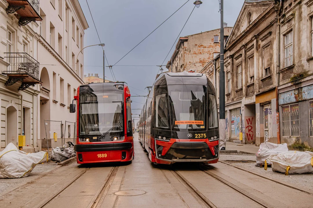 Pierwsze tramwaje na ulicy Legionów w Łodzi