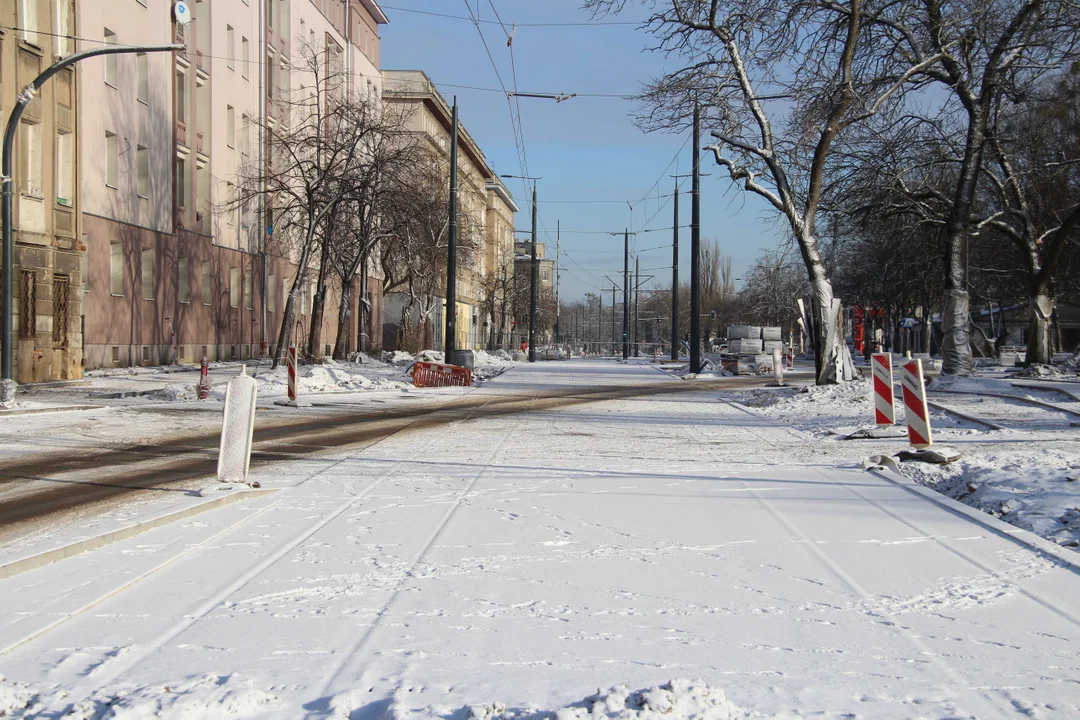 Trwa budowa ul. Wojska Polskiego w Łodzi - stan prac na 12.01.2024 r.