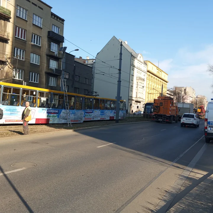 Wykolejenie tramwaju w centrum Łodzi