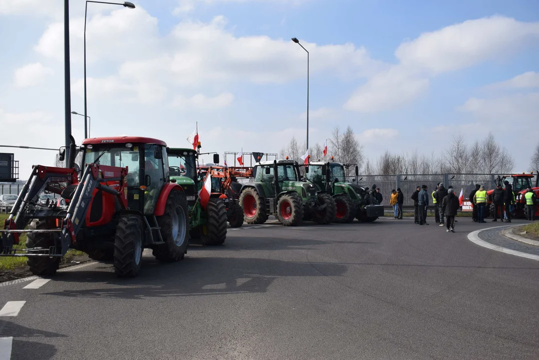 Protest rolników w Sosnowcu k. Strykowa