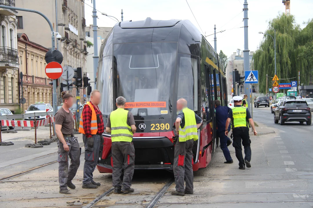 Zatrzymanie ruchu tramwajów na ul. Zachodniej w Łodzi - 12.07.2023