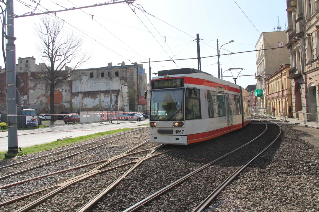 Tymczasowe torowisko w centrum Łodzi