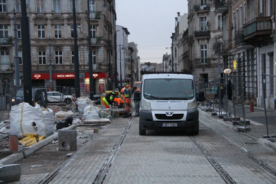 Remontowana ul. Legionów i plac Wolności w Łodzi