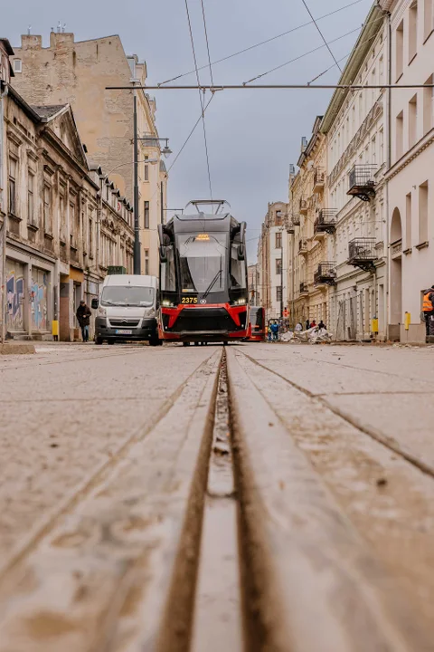 Pierwsze tramwaje na ulicy Legionów w Łodzi