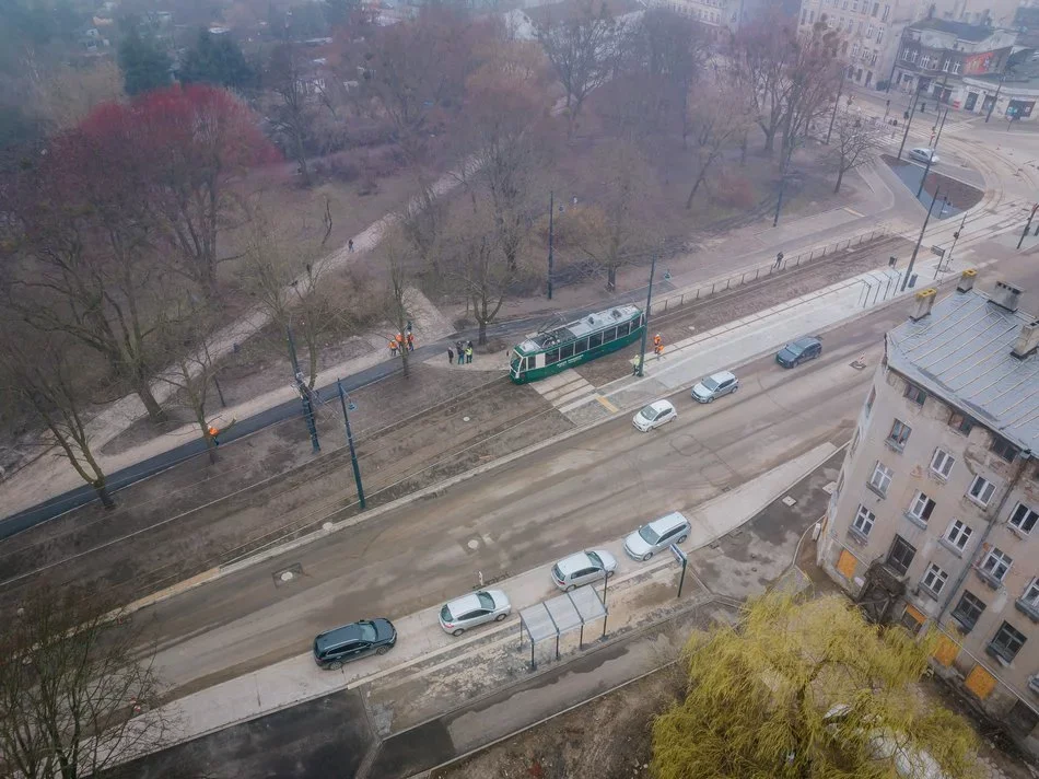 Udany przejazd techniczny tramwaju MPK Łódź na Wojska Polskiego