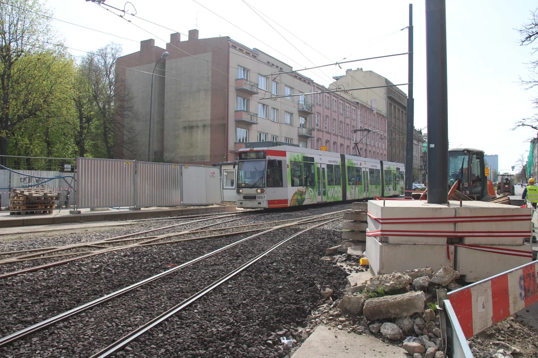 Tymczasowe torowisko w centrum Łodzi