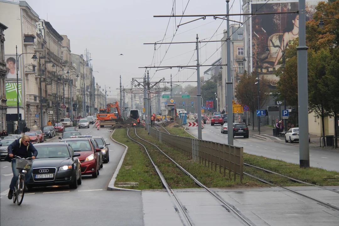 Przebudowa skrzyżowania ulic Zachodniej z Legionów w Łodzi - stan na 21.10.2023 r.