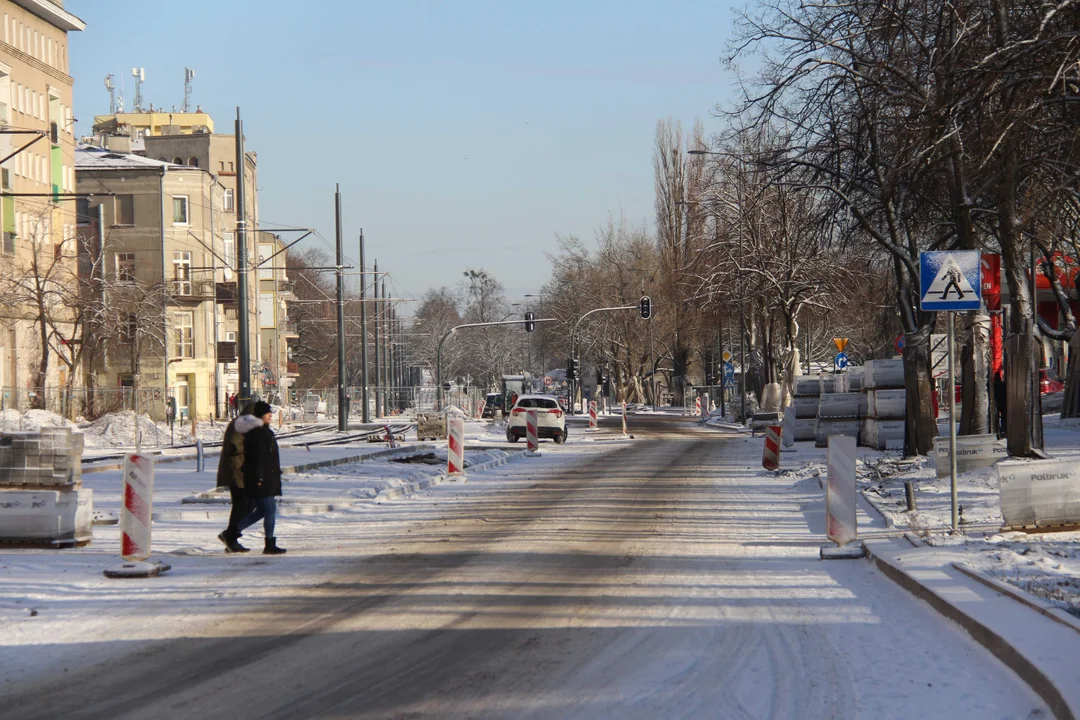 Trwa budowa ul. Wojska Polskiego w Łodzi - stan prac na 12.01.2024 r.