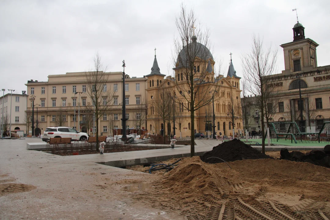 Plac Wolności w Łodzi z lotu ptaka