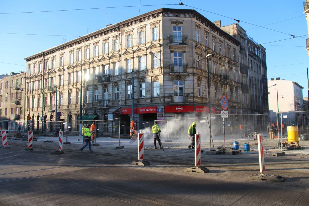 Przebudowa ulicy Legionów w Łodzi - stan na 29.01.2024 r.