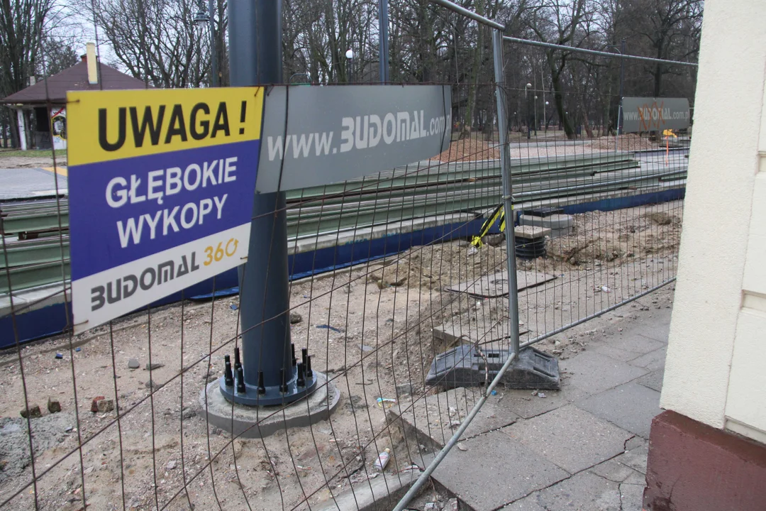 Przebudowa ulicy Przybyszewskiego w Łodzi - stan na 6 lutego 2024 r.