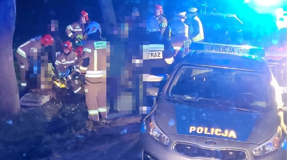 Nastolatek roztrzaskał samochód o drzewo. Na miejscu pogotowie, policja i straż [FOTO] - Zdjęcie główne