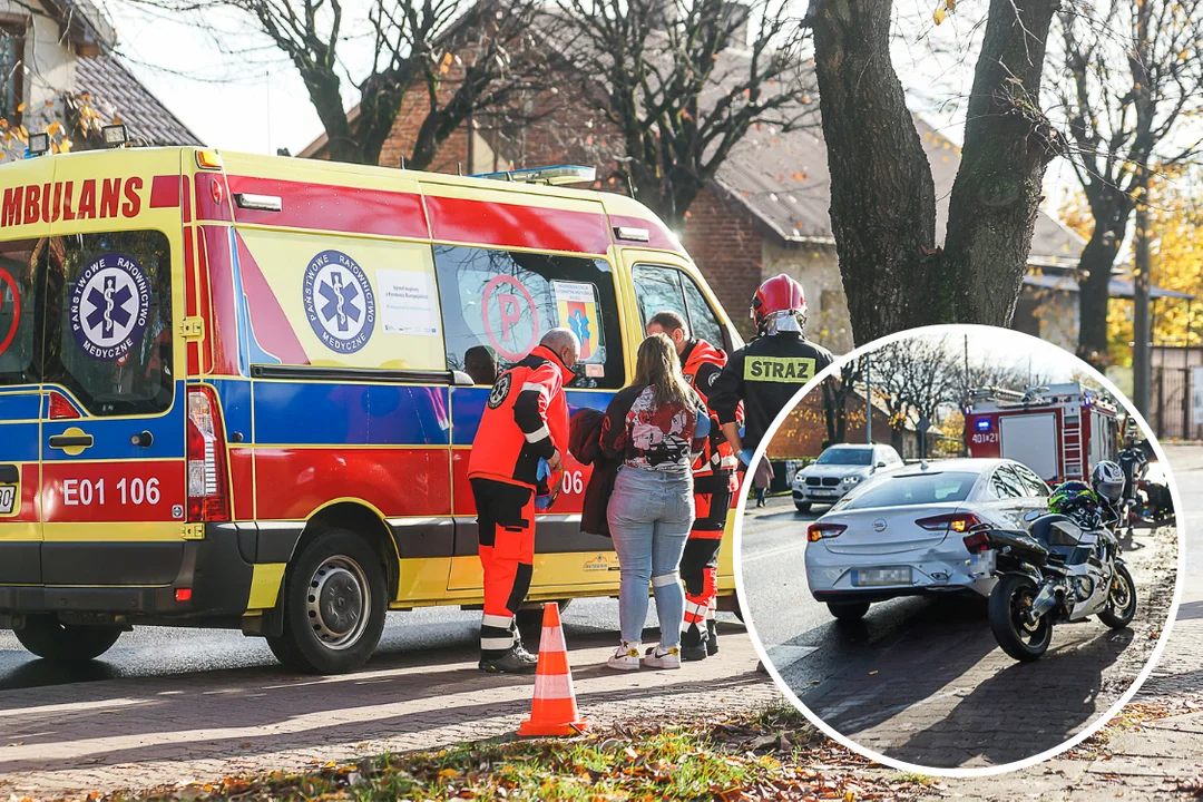 Uwaga kierowcy! Wypadek w centrum Bełchatowa. Motocykl zderzył się z osobówką [FOTO] - Zdjęcie główne