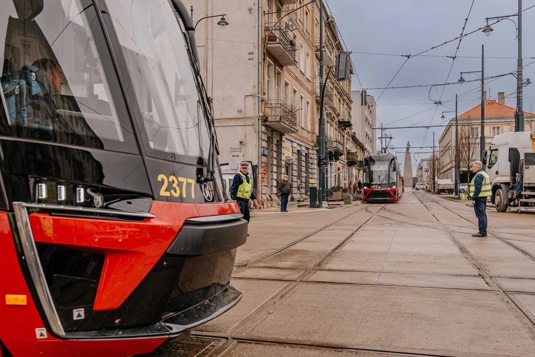 Pierwsze tramwaje na ulicy Legionów w Łodzi