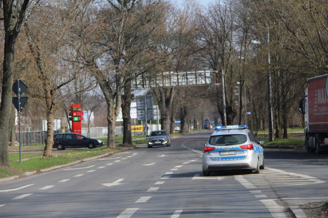 Protest rolników w Łodzi - skrzyżowanie Aleksandrowska/Szczecińska