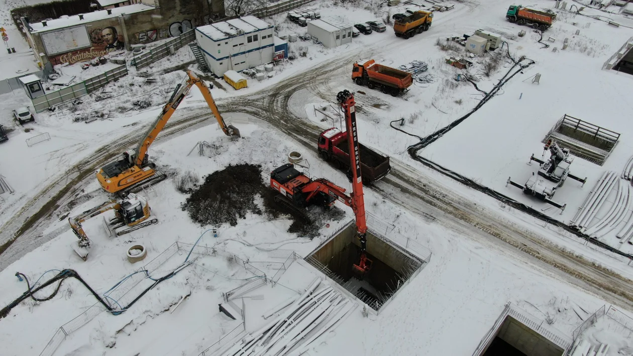 Budowa tunelu kolejowego pod Łodzią - stan na 15 stycznia 2024 r.