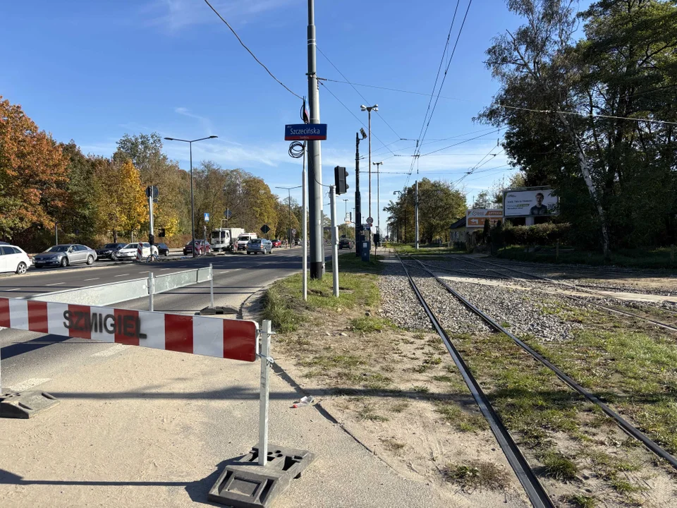 Skrzyżowanie ul. Aleksandrowskiej ze Szczecińską w Łodzi - stan na 22.10.2024 r.