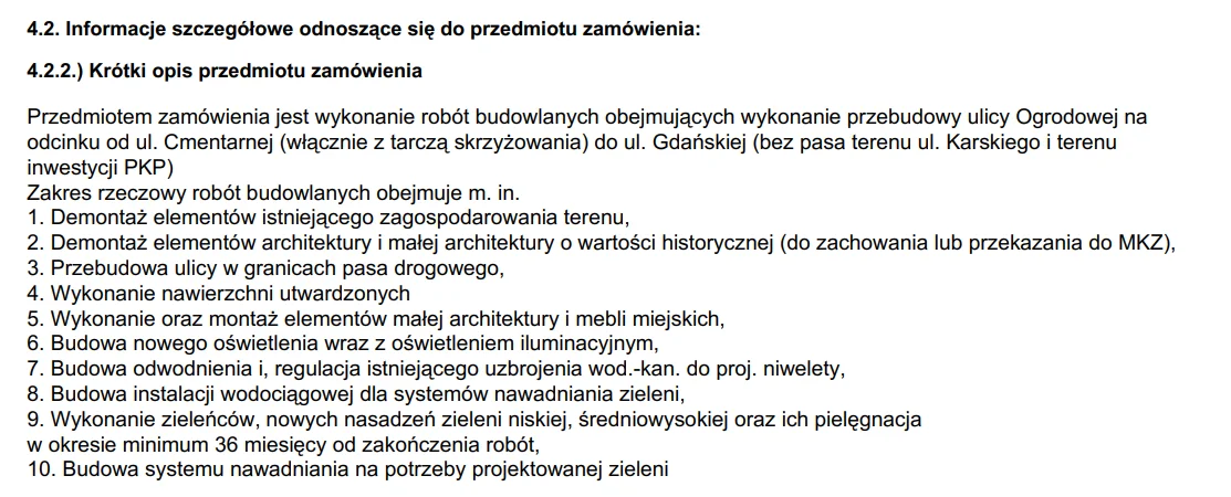 Przetarg na remont ważnej ulicy. Ogrodowa będzie wyremontowana. Ma być więcej drzew i krzewów