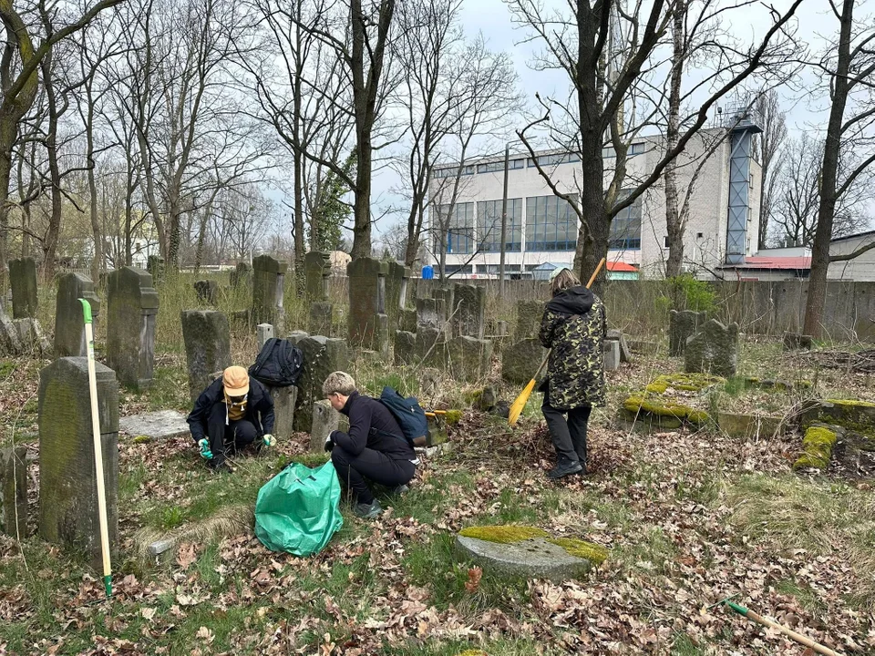 Sprzątanie cmentarza żydowskiego w Pabianicach