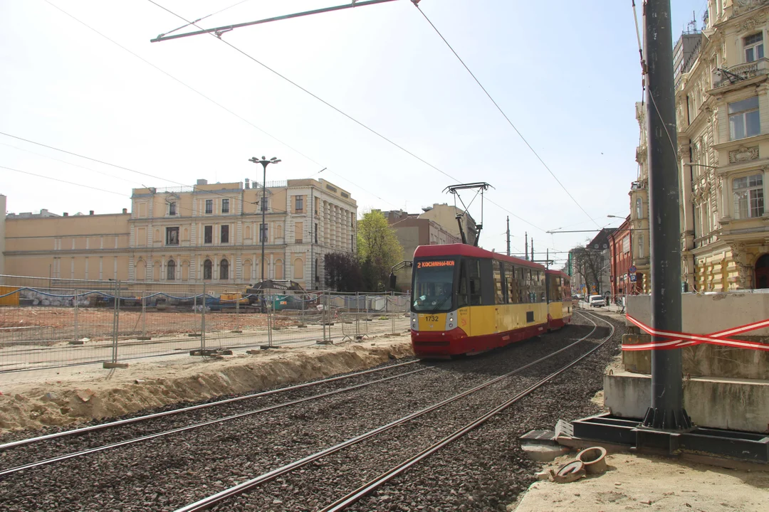 Tymczasowe torowisko w centrum Łodzi