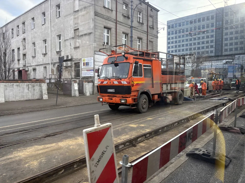 Naprawa torowiska na pl. Reymonta w Łodzi