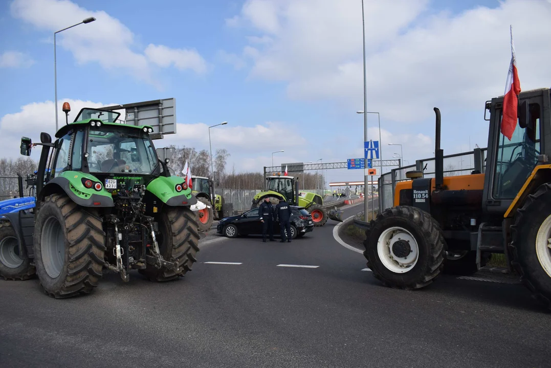 Protest rolników w Sosnowcu k. Strykowa