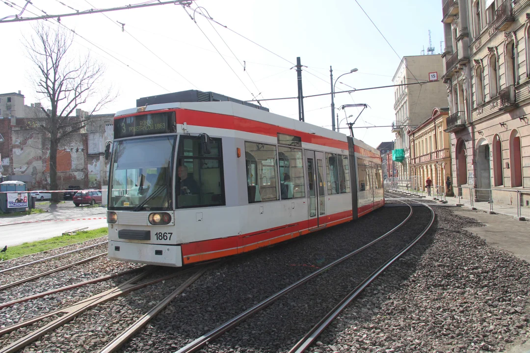 Tymczasowe torowisko w centrum Łodzi