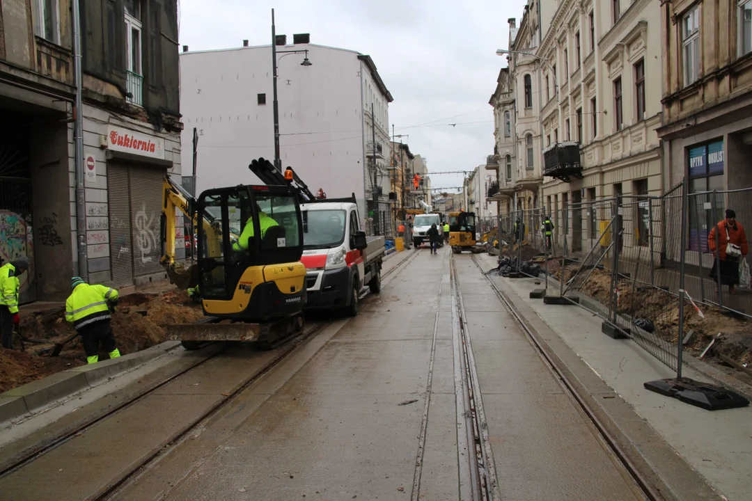 Przebudowa ulicy Legionów w Łodzi - stan na 5.02.2024 r.