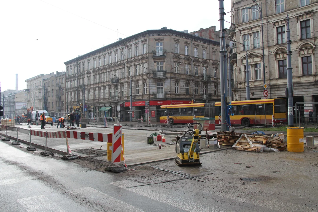 Przebudowa skrzyżowania ulic Zachodniej z Legionów w Łodzi - stan na 21.10.2023 r.