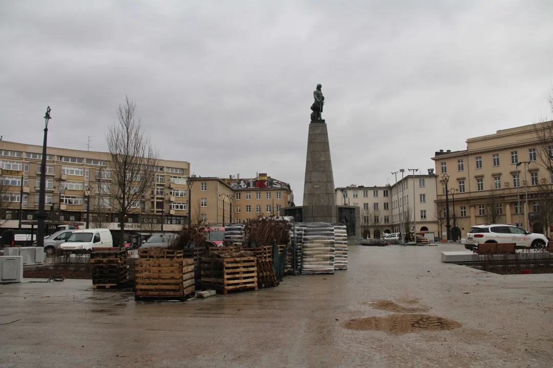 Plac Wolności w Łodzi z lotu ptaka