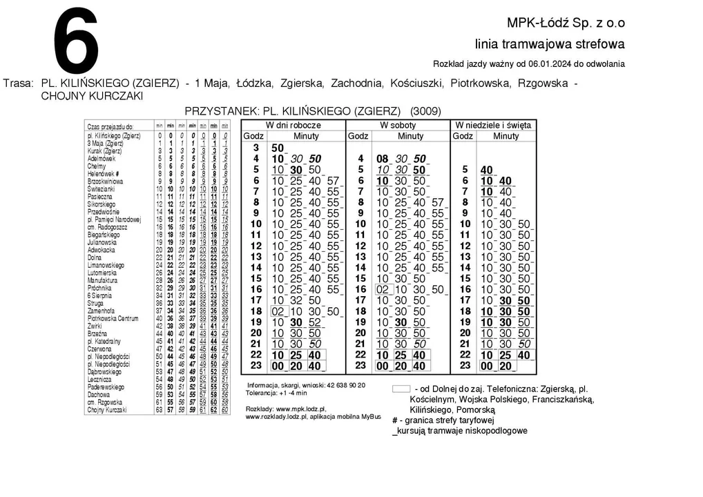 Zmiana trasy tramwaju linii MPK Łódź nr 6