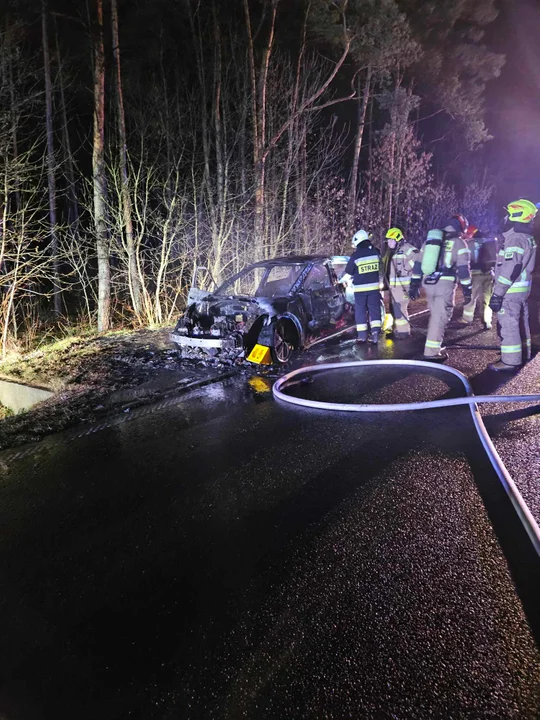 Pożar na DW485. Elektryczna kia doszczętnie spłonęła